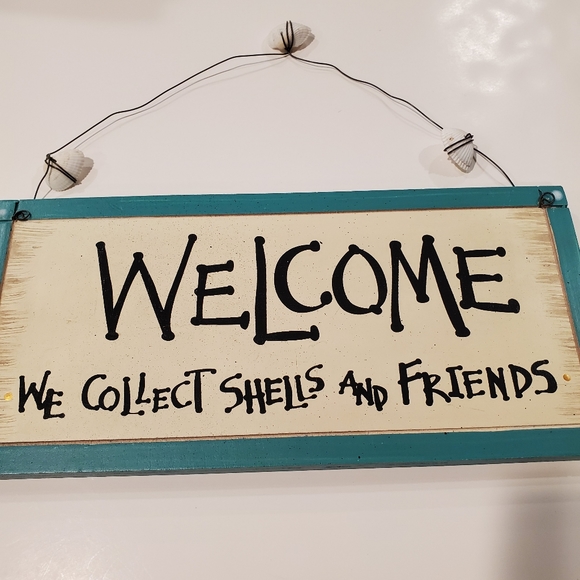 Welcome/At The Beach distressed 2 sided sign  -  NWOT - Picture 4 of 5